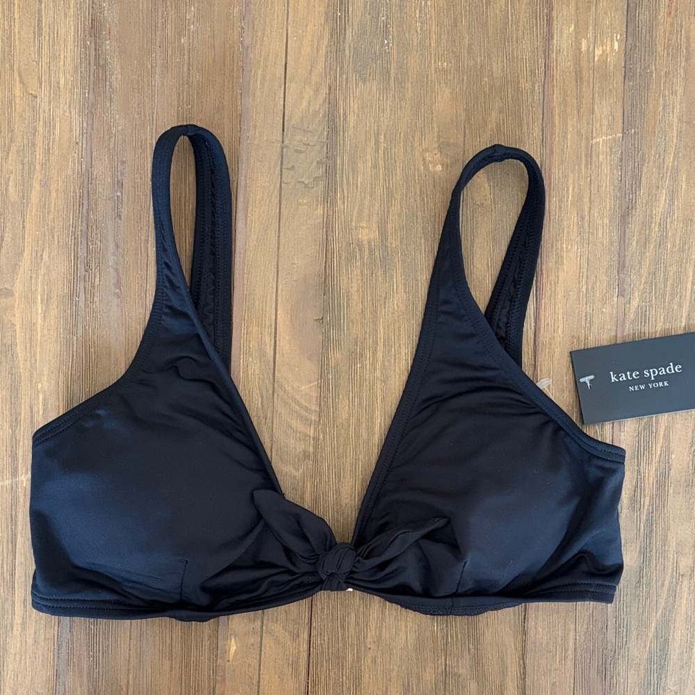 kate spade Black Knot-Front Bikini Top Medium